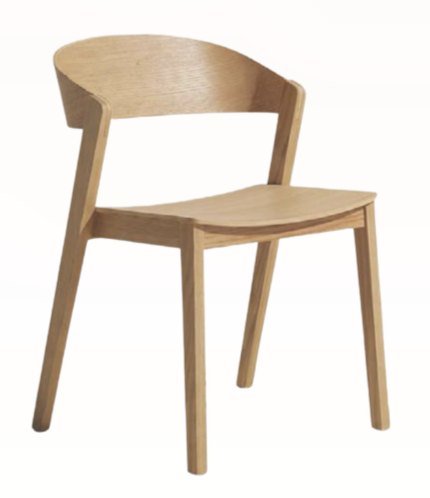 Saddler stackable oak side chair with curved wraparound back